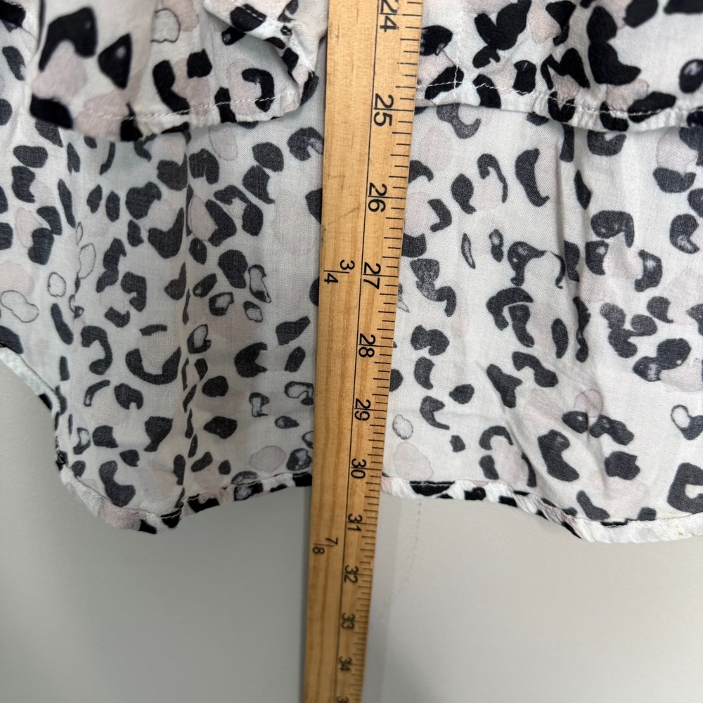 Cloth & Stone Anthropologie Leopard Print Blouse Women's Medium Sheer Rayon - Picture 10 of 10